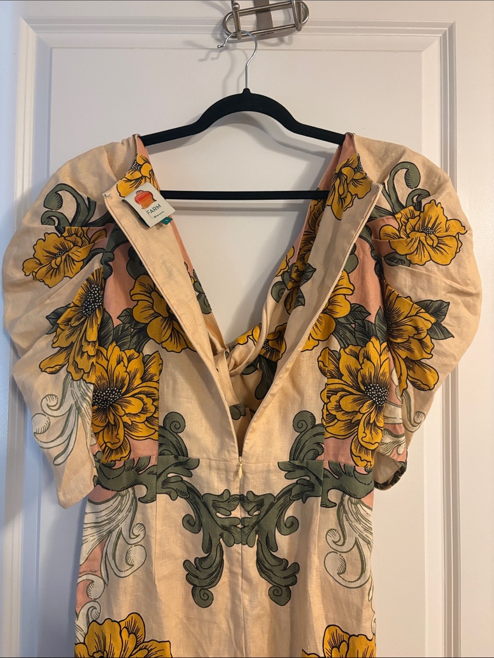 FARM Rio Yellow & Green Floral Midi Dress on Cream and Blush - Picture 8 of 9